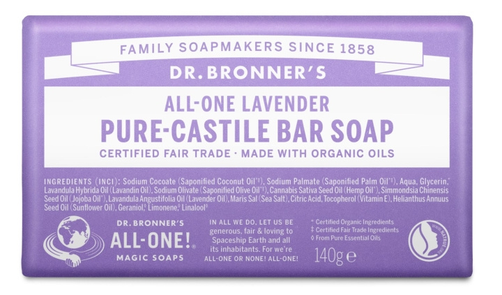 Dr. Bronner\'s Dr. Bronner\'s - Bar Soap Lavender 140 g in the group BEAUTY & HEALTH / Skin care / Body health / Scented soaps at TP E-commerce Nordic AB (D43305)