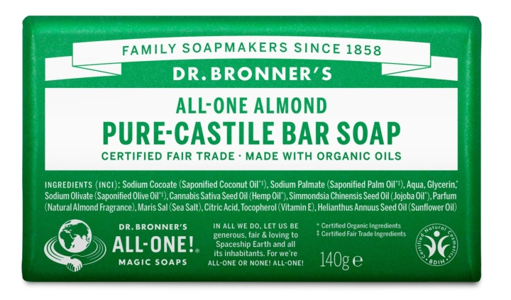 Dr. Bronner\'s Dr. Bronner\'s - Bar Soap Almond 140 g in the group BEAUTY & HEALTH / Skin care / Body health / Scented soaps at TP E-commerce Nordic AB (D43323)