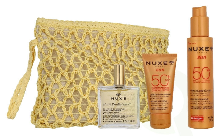 Nuxe Silky Summer Routine Set 250 ml Body Spray SPF50 150ml/Face Sunscreen Cream SPF50+ 50ml/Dry Care Oil 50ml in the group BEAUTY & HEALTH / Gift sets / Gift sets for her at TP E-commerce Nordic AB (D43799)