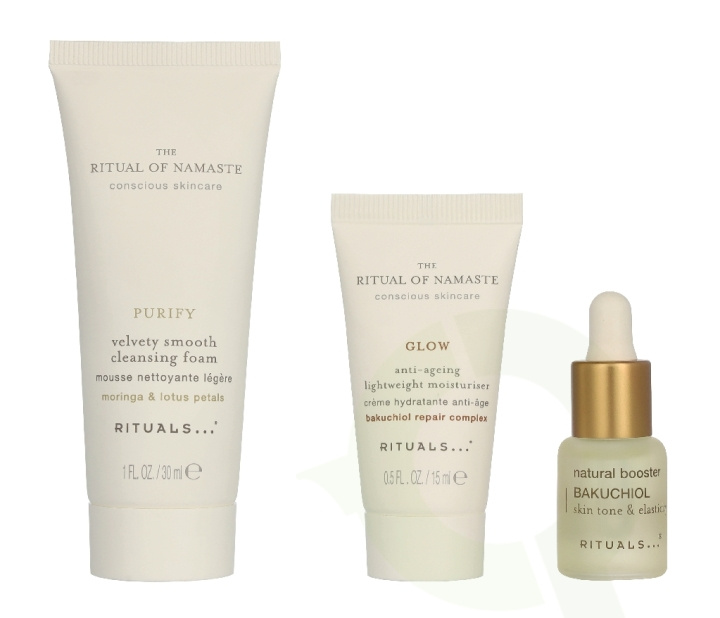 Rituals Namaste Set 51.5 ml Velvety Smooth Cleansing Foam 30ml/Anti-Ageing Lightweight Moisturiser 15ml/Bakuchiol Natural Booster 6,5ml in the group BEAUTY & HEALTH / Skin care / Face at TP E-commerce Nordic AB (D44120)