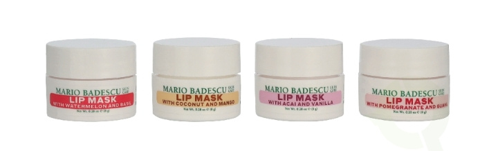 Mario Badescu Lip Mask Collection 32 g 4x8gr - Acai And Vanilla/Coconut And Mango/Watermelon And Basil/Pomegranate And Guava in the group BEAUTY & HEALTH / Makeup / Lips / Lip balm at TP E-commerce Nordic AB (D44142)