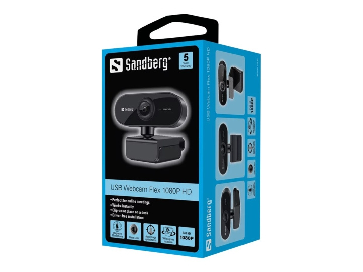 Sandberg USB Webcam 1080p Flex in the group COMPUTERS & PERIPHERALS / Computer accessories / Web cameras at TP E-commerce Nordic AB (D45368)