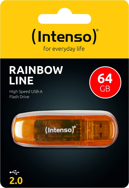 Intenso Rainbow Line 64GB Orange Intenso in the group HOME ELECTRONICS / Storage media / USB memory at TP E-commerce Nordic AB (D45456)