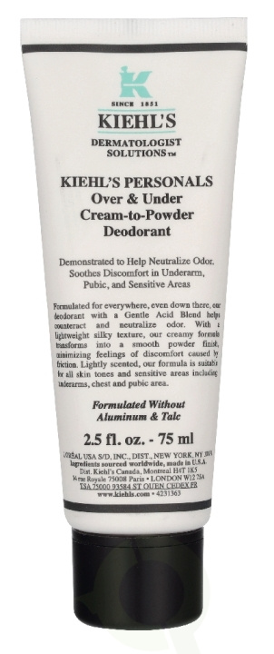 Kiehl\'s Over & Under Cream-To-Powder Deodorant 75 ml in the group BEAUTY & HEALTH / Fragrance & Perfume / Deodorants / Deodorant for men at TP E-commerce Nordic AB (D45819)