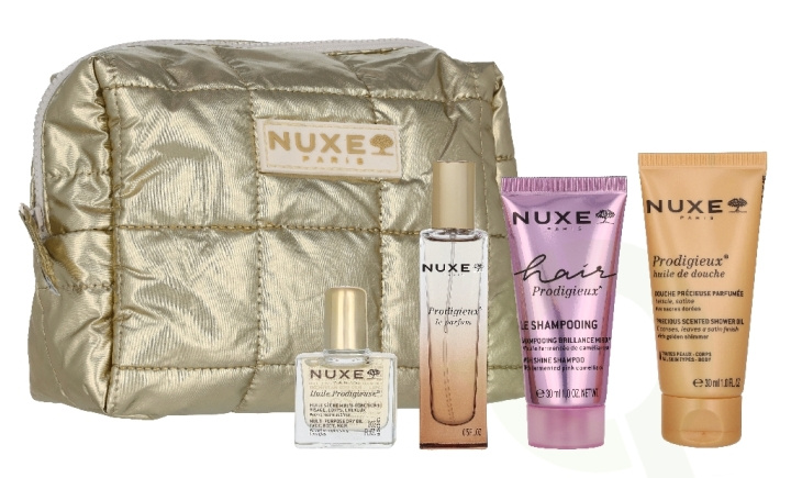 Nuxe Prodigious Travel Kit 85 ml Shampoo 30ml/Le Parfum 15ml/Dry Oil 10ml/Shower Oil 30ml in the group BEAUTY & HEALTH / Skin care / Tanning / Sunscreen at TP E-commerce Nordic AB (D45822)