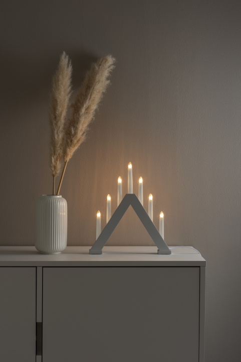 Konstsmide Elljusstake 7-arm 3930-305 7 ljus trä grå Konstsmide in the group HOME ELECTRONICS / Lighting / Christmas lights at TP E-commerce Nordic AB (D45964)