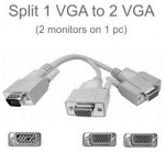 VGA splitter, 1 VGA male to 2 VGA female