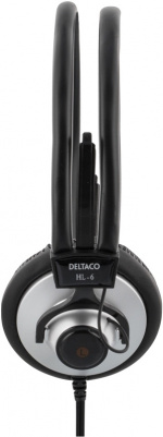 DELTACO hörlur med volymkontroll, 2,2m kabel