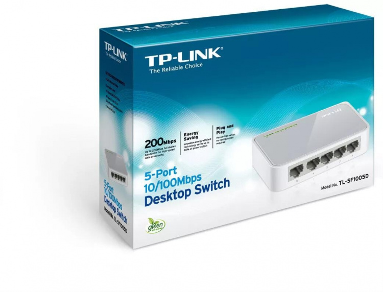 TP-LINK nätverksswitch, 5-ports, 10/100 Mbps, RJ45