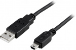 DELTACO USB 2.0 kabel Typ A Hane - Typ Mini B Hane 1m, svart