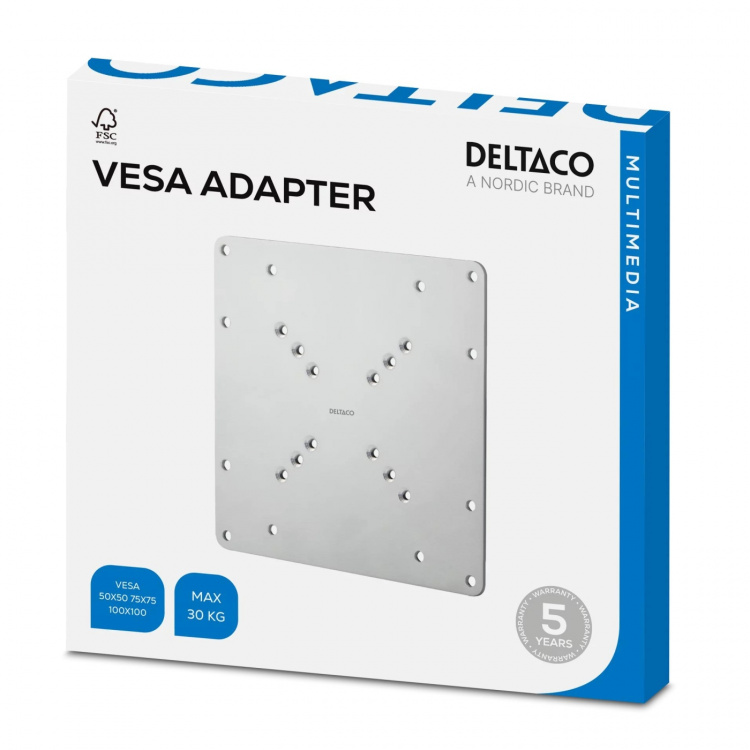 DELTACO VESA-omvandlare 75x75/100x100mm till 120x180/200x100/200x200mm