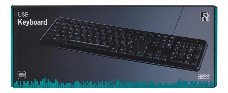 DELTACO tangentbord, svenskt, USB, svart