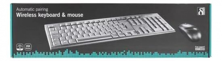 DELTACO trådlöst tangentbord och mus, USB, 10m, nordisk, svart