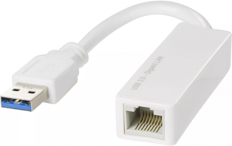 DELTACO USB 3.0 nätverksadapter, gigabit, 1xRJ45, vit