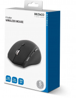 DELTACO trådlös optisk mus, 5 knappar med scroll, 1600 DPI, svart