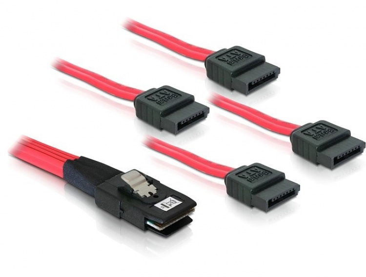 DeLOCK multilane SAS-kabel SFF8087 till 4xSATA 7-pin, 50 cm