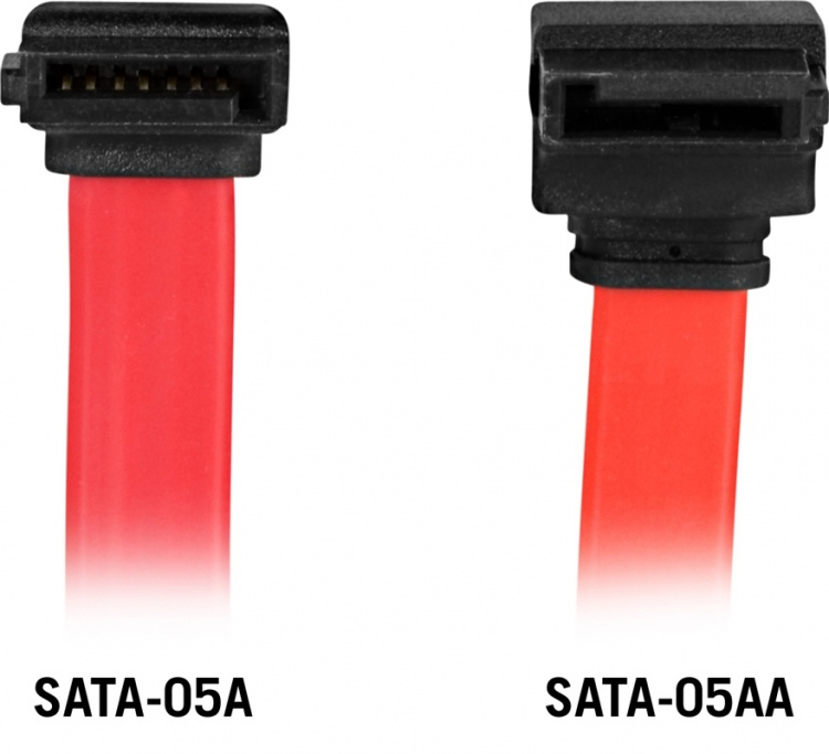 DELTACO SATA/SAS cable, angled(down)-straight, 0.5m (SATA-05A)