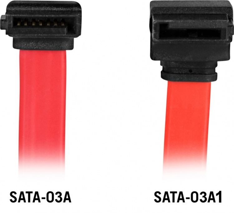 DELTACO SATA/SAS cable, angled (up)-straight, 0.3m