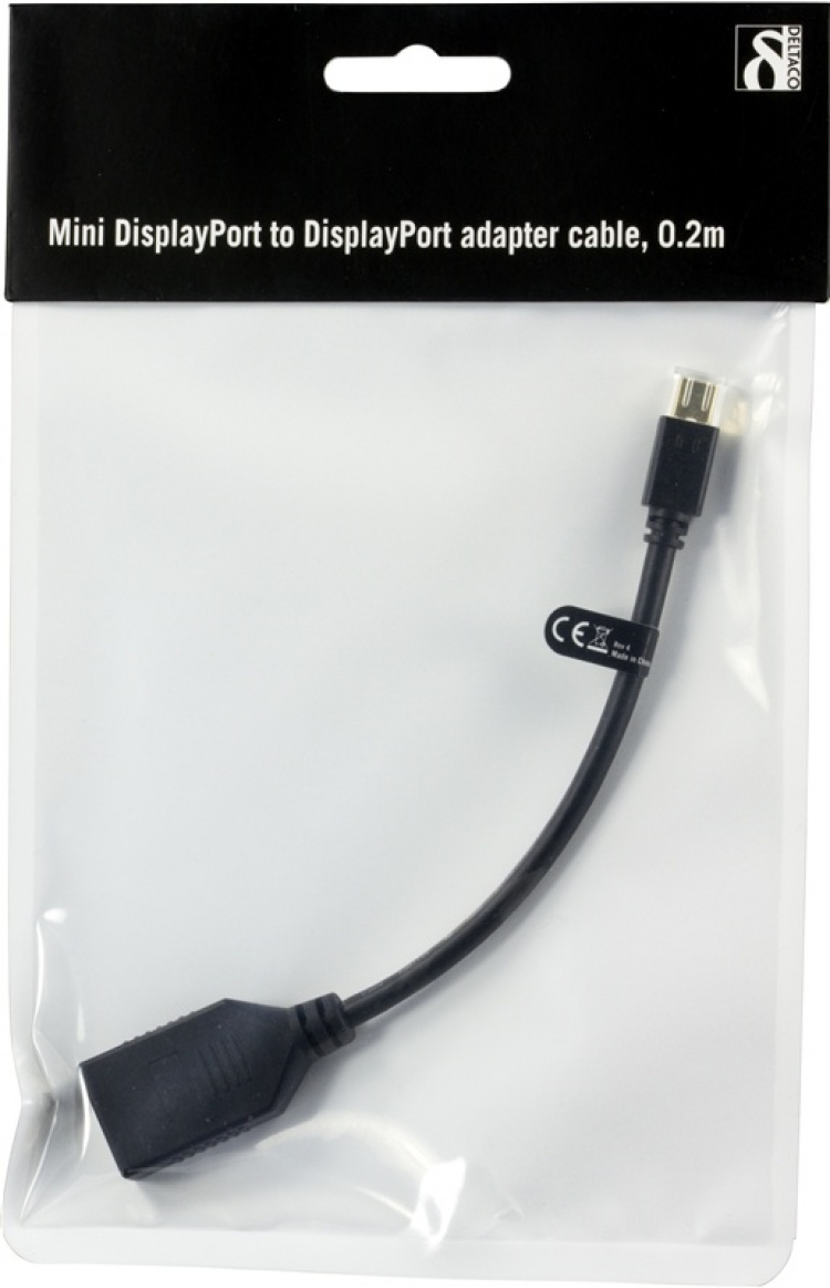 DELTACO Mini DisplayPort to DisplayPort, Ultra HD at 60Hz, 0,2m, DELTACO Mini DisplayPort to DisplayPort, Ultra HD at 60Hz, 0,2m,
