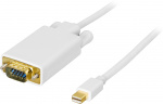 DELTACO mini DisplayPort to VGA(HD15) cable, male-male, 2m, white, DELTACO mini DisplayPort to VGA(HD15) cable, male-male, 2m, white,