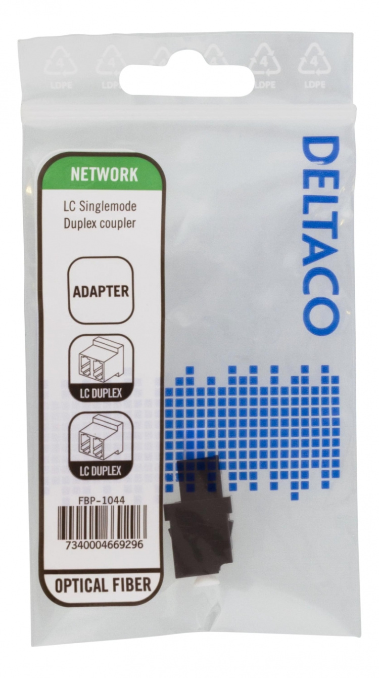DELTACO Snap-in fiber mating sleeve, 2xLC-LC, Single mode, duplex, blu DELTACO Snap-in fiber mating sleeve, 2xLC-LC, Single mode, duplex, blu