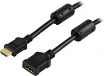 DELTACO HDMI förlängningskabel, v1.3, 19-pin ha - ho, 2m