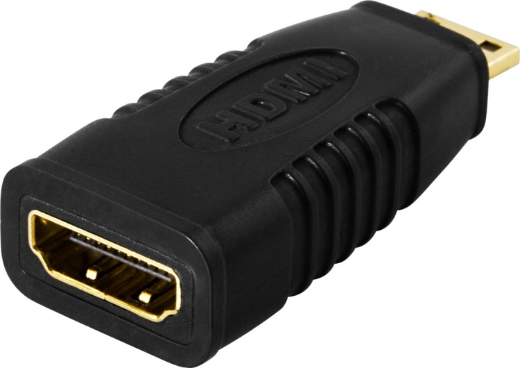 DELTACO HDMI-adapter, mini HDMI ha till HDMI ho, 19-pin, guldpläterad