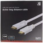 DELTACO active HDMI cable, HDMI High Speed with Ethernet, 15m, white