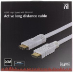 DELTACO active HDMI cable, HDMI High Speed with Ethernet, 20m, white DELTACO active HDMI cable, HDMI High Speed with Ethernet, 20m, white