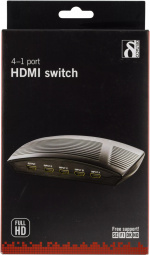 DELTACO manuell HDMI-switch, 4 ingångar till en utgång, 19-pin hona DELTACO manuell HDMI-switch, 4 ingångar till en utgång, 19-pin hona