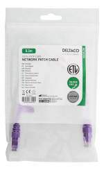 DELTACO U/UTP Cat6 patchkabel 0,3m, lila