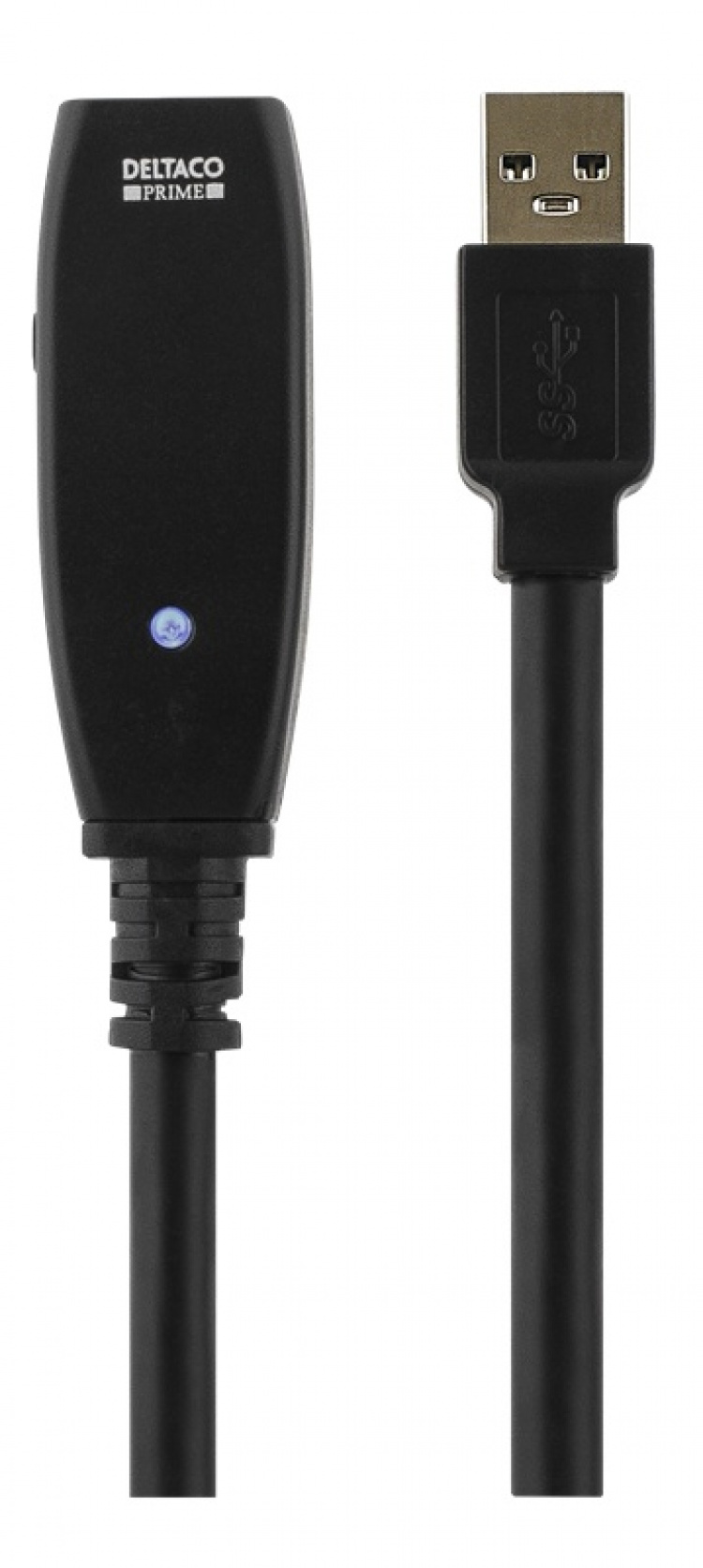 DELTACO PRIME aktiv USB 3.0-förlängningskabel, Typ A ha - ho, 2m, bl