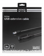 DELTACO PRIME active USB 3.0 extension cable, Type A ha - ho, 3m, blue