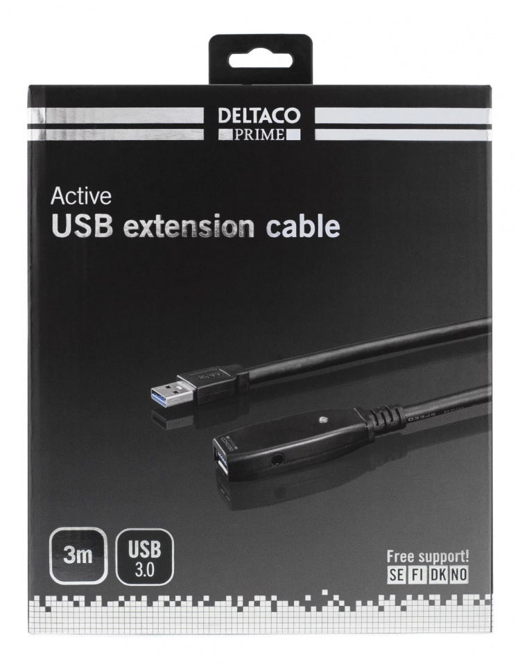DELTACO PRIME active USB 3.0 extension cable, Type A ha - ho, 3m, blue