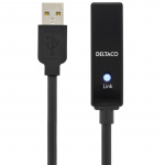 DELTACO PRIME USB förlängningskabel, aktiv, USB 2.0, 5m, svart