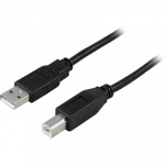 DELTACO USB 2.0 kabel Typ A hane - Typ B hane 5m, svart