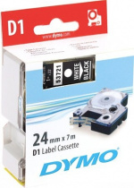 DYMO D1 märktejp standard 24mm, vit / svart, 7m rulle