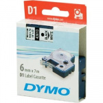 DYMO D1 labeling tape standard 6mm, black on white, 7m roll