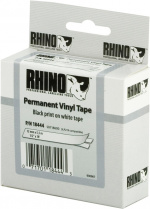 DYMO RhinoPRO märktejp perm vinyl 12mm, svart på vitt, 5.5m rulle DYMO RhinoPRO märktejp perm vinyl 12mm, svart på vitt, 5.5m rulle