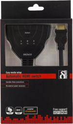 DELTACO HDMI Pigtail Switch, auto/manu HDMI-switch, tre till en, sv DELTACO HDMI Pigtail Switch, auto/manu HDMI-switch, tre till en, sv