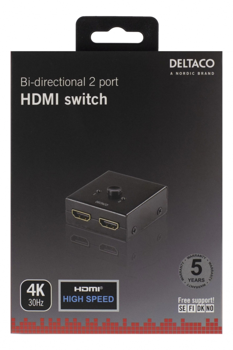 DELTACO Dubbelriktad HDMI-switch, 1-2 eller 2-1, manuell, svart DELTACO Dubbelriktad HDMI-switch, 1-2 eller 2-1, manuell, svart