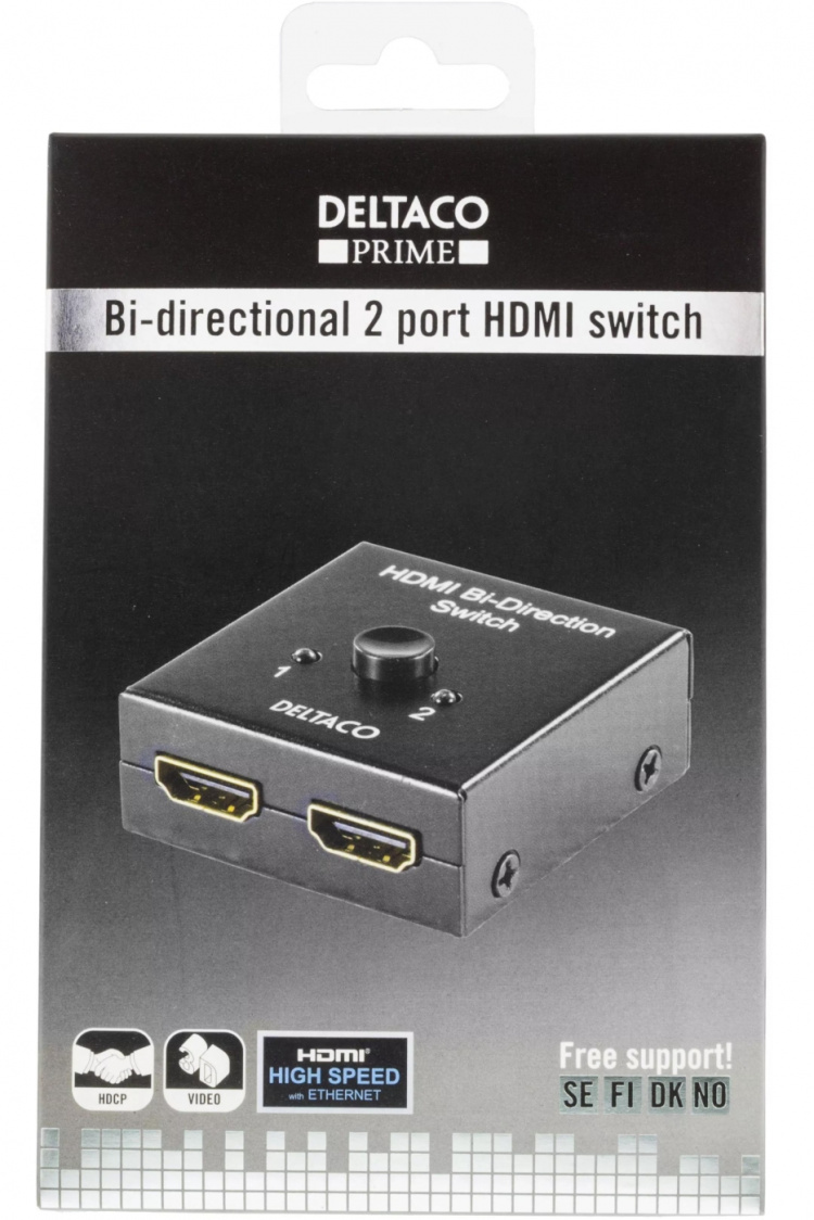 DELTACO Dubbelriktad HDMI-switch, 1-2 eller 2-1, manuell, svart DELTACO Dubbelriktad HDMI-switch, 1-2 eller 2-1, manuell, svart