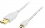 DELTACO USB 2.0 kabel Typ A ha - Typ Micro B ha, 5-pin, 1m, vit