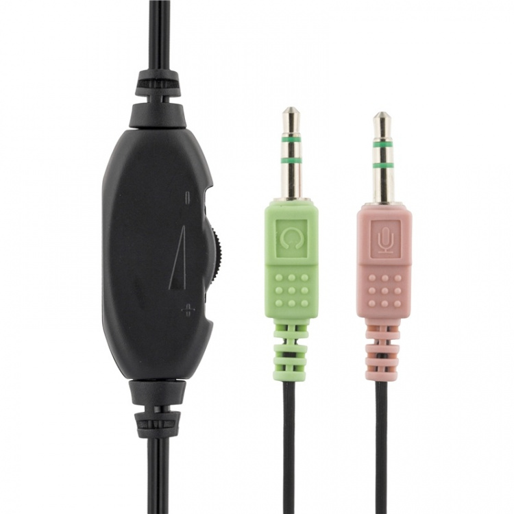 DELTACO headset med mikrofon och volymkontroll 2m kabel, svart