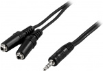 DELTACO Audio cable, 1x3.5mm ha - 2x3.5mm ho, 1 m (MM-10B)
