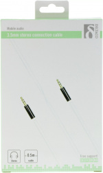 DELTACO ljudkabel, 3,5mm hane till 3,5mm hane, 0,5m, vit DELTACO ljudkabel, 3,5mm hane till 3,5mm hane, 0,5m, vit