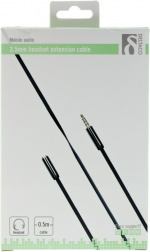 DELTACO ljudkabel, 3,5mm hane till 3,5mm hona, 0,5m, svart DELTACO ljudkabel, 3,5mm hane till 3,5mm hona, 0,5m, svart