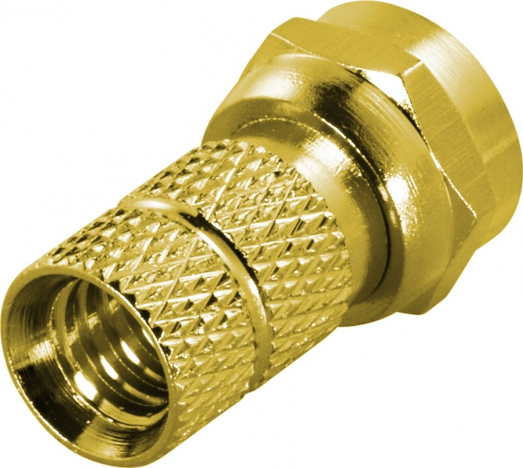 DELTACO F-kontakt, hane, 6,2mm RG59/antennkablage, skruvmont, guldpl.