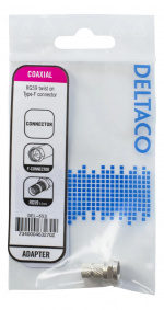 DELTACO F-kontakt, hane, 6,2mm RG59/antennkablage, skruvmont, guldpl.