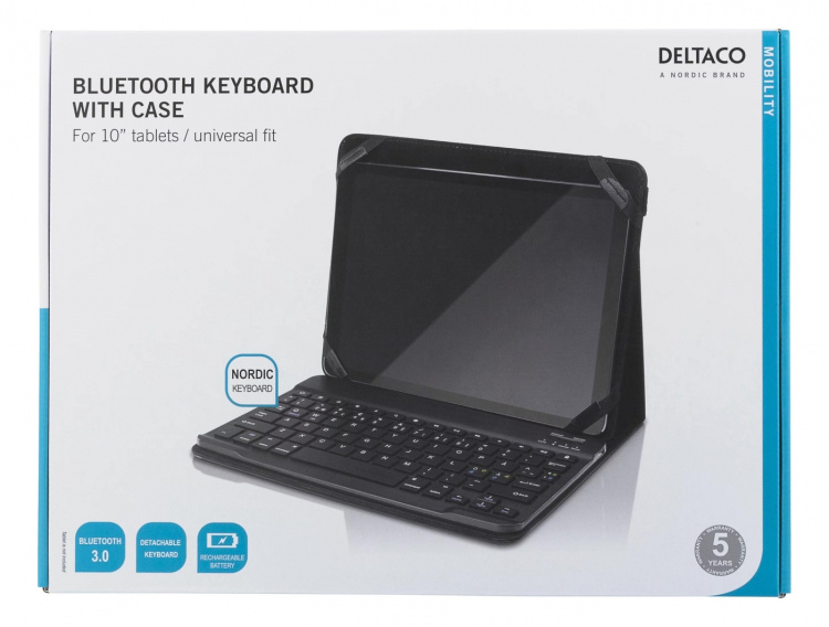 DELTACO Fodral och Bluetooth tangentbord för 10